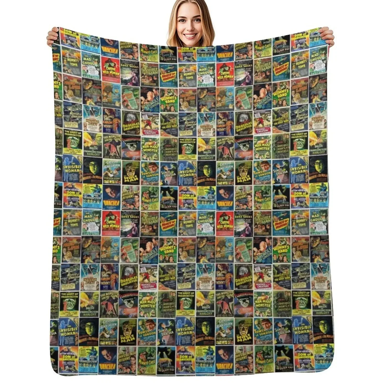 

Universal Monsters Poster Collage Throw Blanket manga halloween Decoratives Picnic Blanket