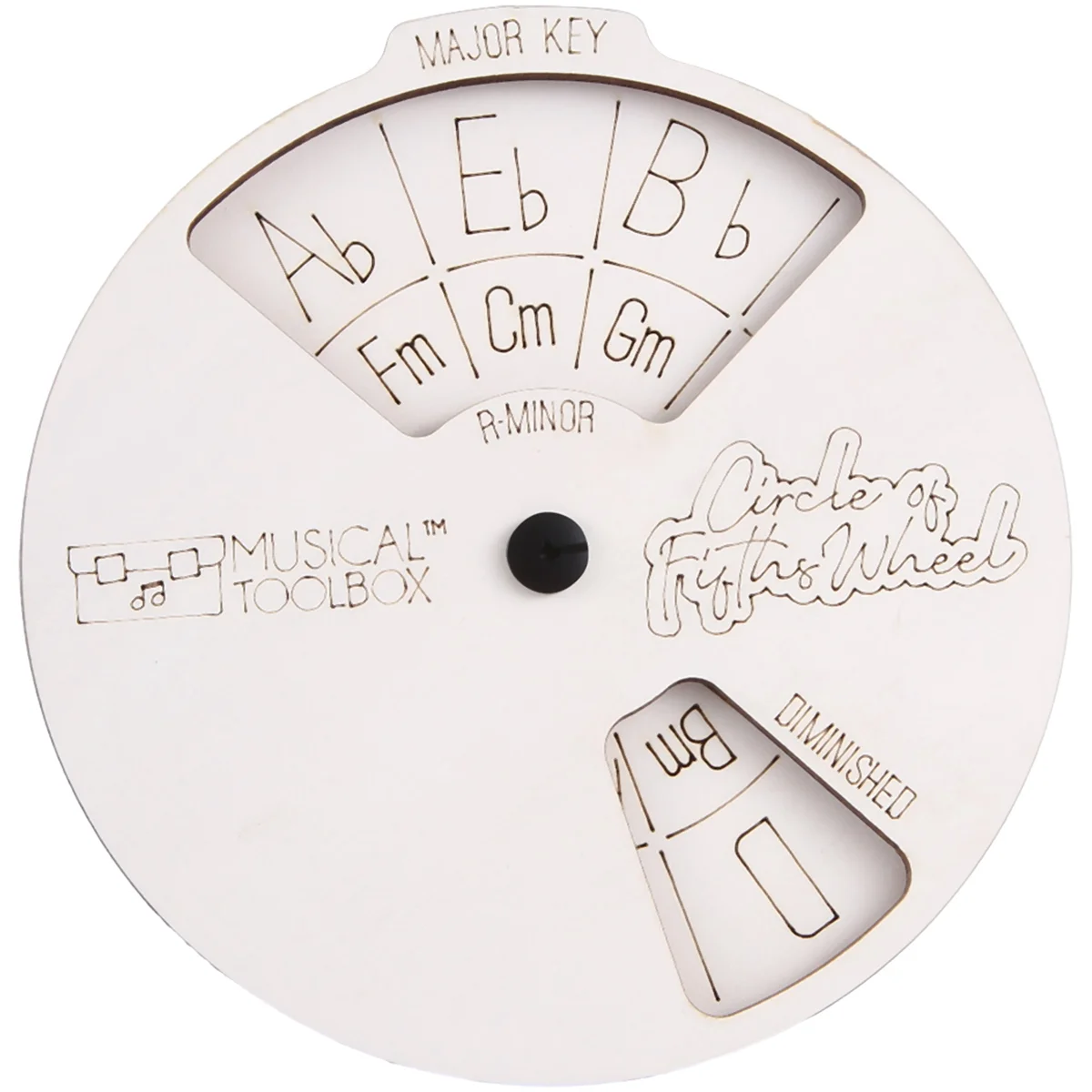 Wooden Melody Tool, Circle of Fifths for Musicians, to Readily Find Chord Combinations.(White)-ABJQ