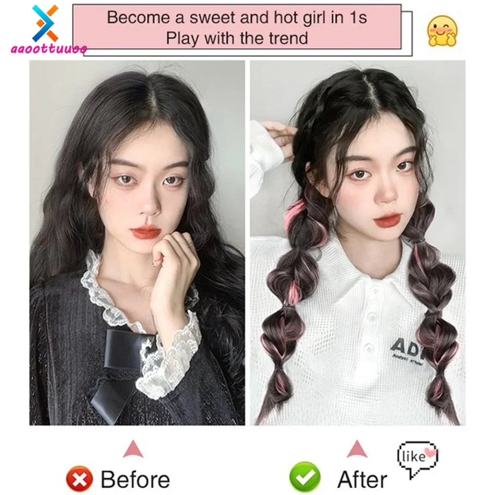 شعر مستعار اصطناعي للنساء فتاة ملونة مصبوغة الضفائر ذيل حصان شعر مستعار حبل هيكل السمكة تويست حزام متابعة ملحقات إكسسوارات الشعر