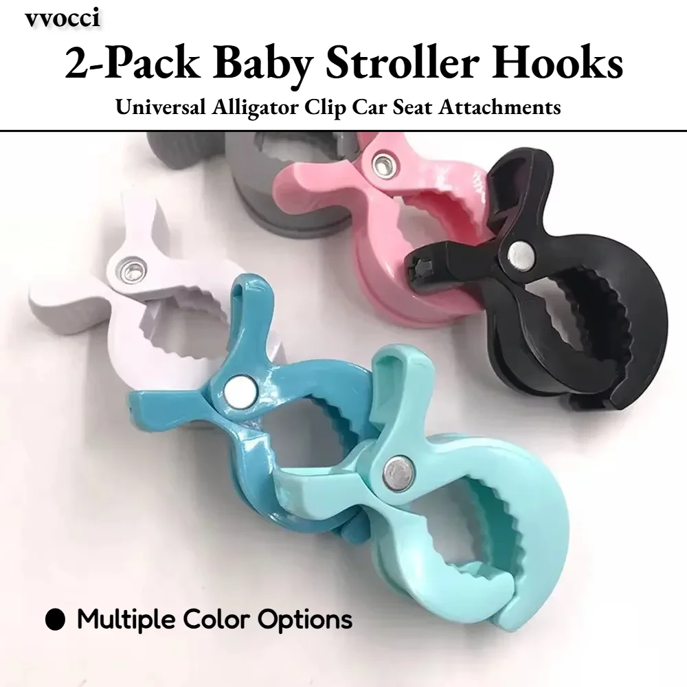 2-Pack Baby Stroller Hooks - Universal Alligator Clip Car Seat Attachments,Portable Pram Pegs for Strollers & Toddler Car Seats