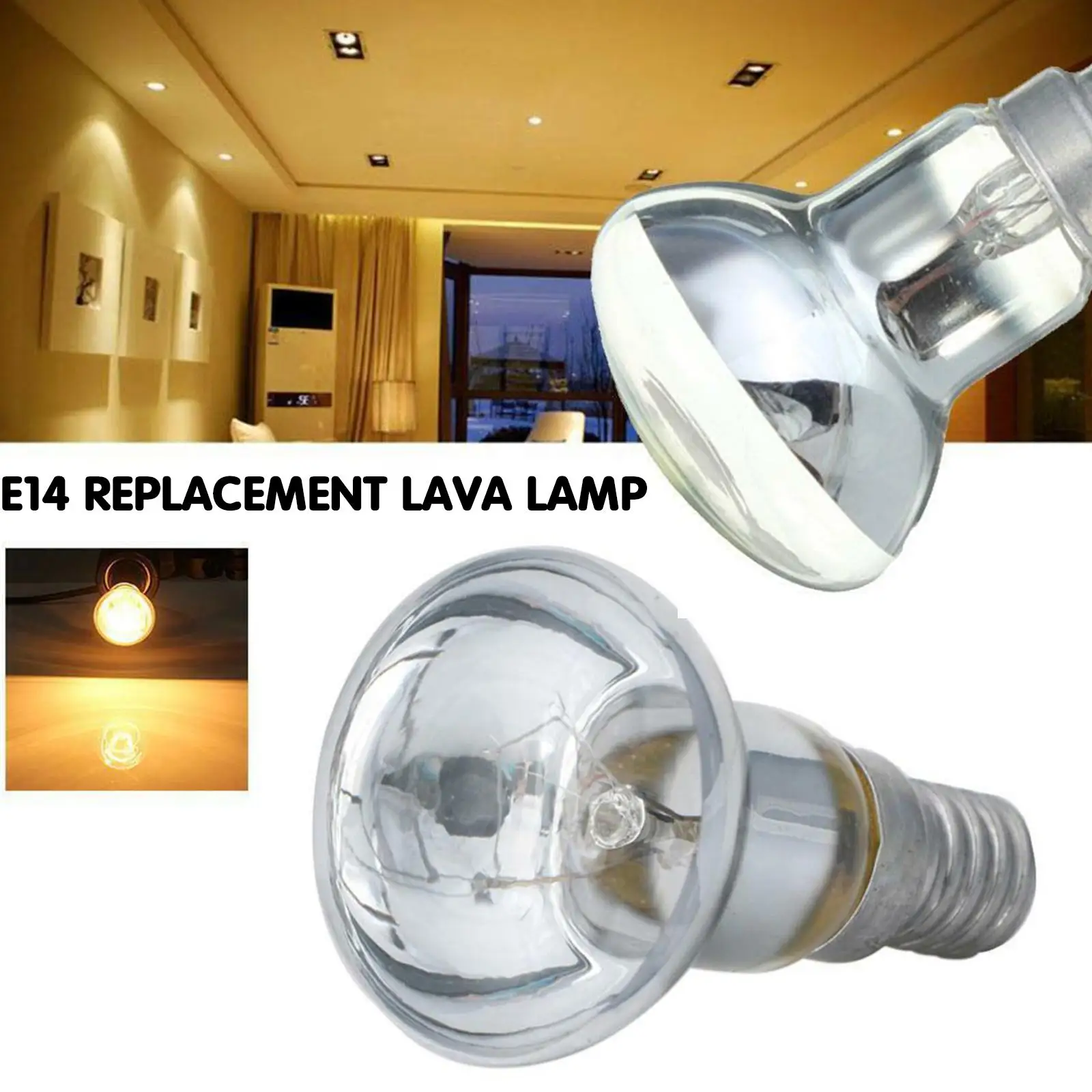 Clear Edison Bulb E14 Light Holder R39 Reflector Spot Light Bulb Lava Lamp 30W Incandescent Filament Lamp For Bedroom Office