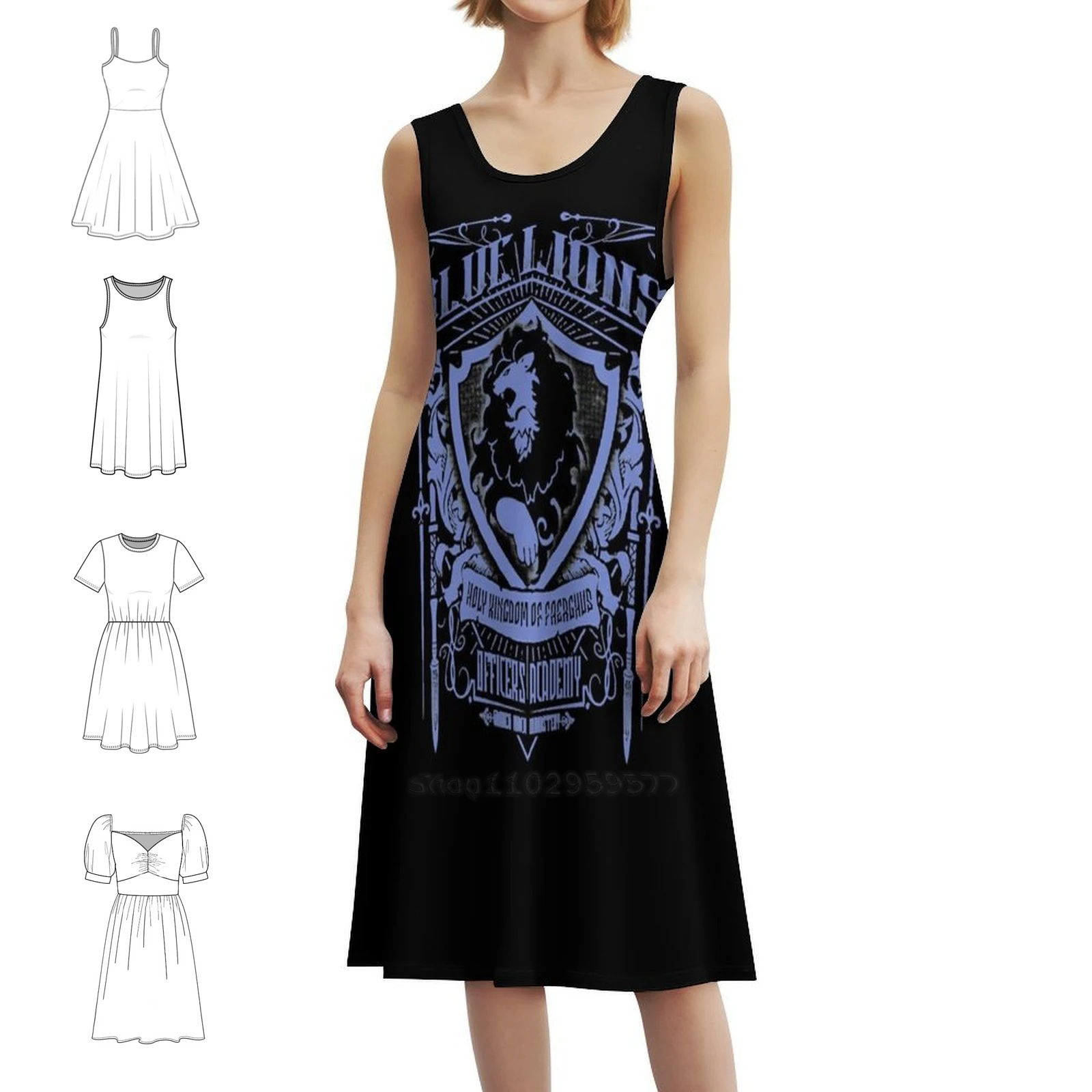 

Синие львы, шикарное платье в стиле бохо, элегантное модное пляжное платье для свадебной вечеринки, синие львы, игровая эмблема огня, женская одежда для видеоигр