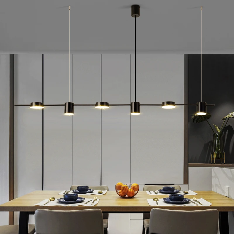 

Modern Bar Chandelier Designer Linear Kitchen Dining Room Lamp Nordic Art Deco Interior Home Hanging Lamp Black Bar Chandelier