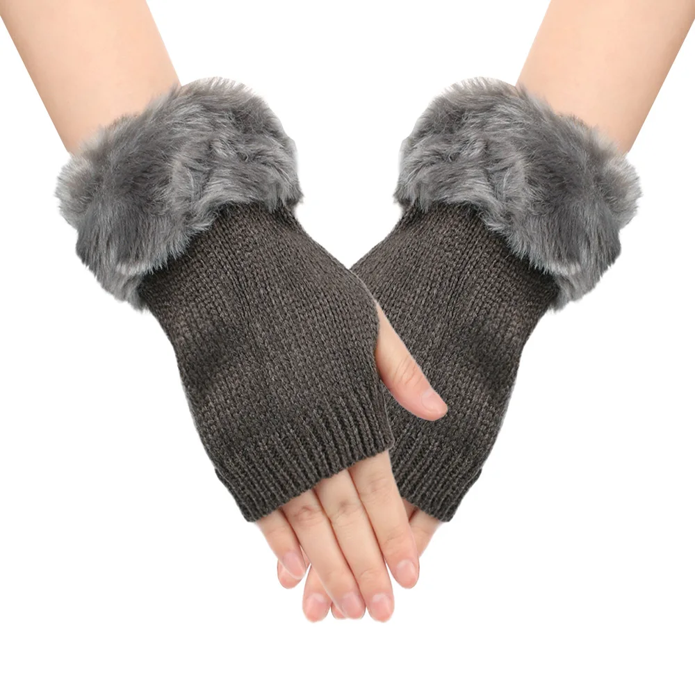 Fingerless Gloves for Winter Women's Plush Warm Soft Comfort Knit Mittens Windbreak Cold-proof Gloves 1Pair New Year Gifts