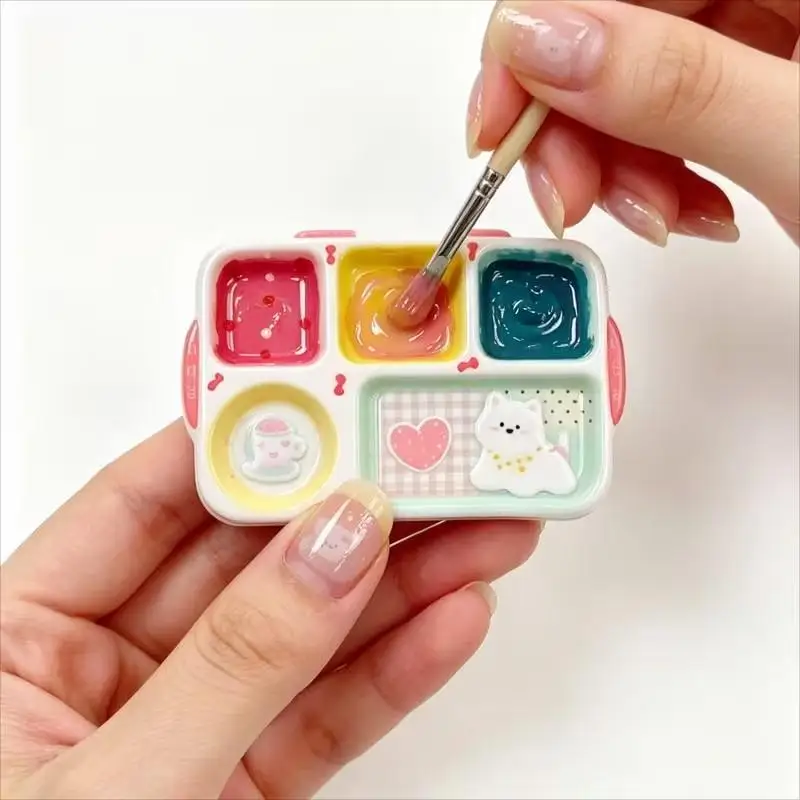 Mini Portable Nail Art Mixing Palette With Multi-Grid Gel Polish Mixing Tray,Suitable For Salon & Home Use, Color Mixing Board