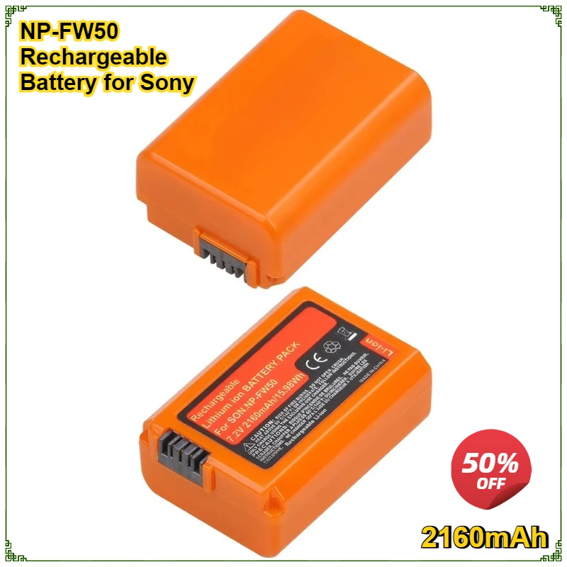 

2160mAh NP-FW50 NPFW50 Rechargeable Battery for Sony A6000 A6400 A6500 A6300 A7 A7II A7RII A7SII A7S A7S2 A7R2 A7R A500 A55