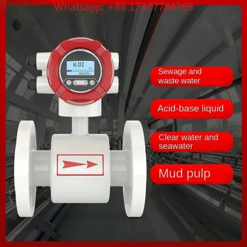 Economy PTFE Liner DN50 Integrated Flow Meter DN50 Pipeline Sewage Wastewater Mud Flow Sensor Electromagnetic Flowmeter