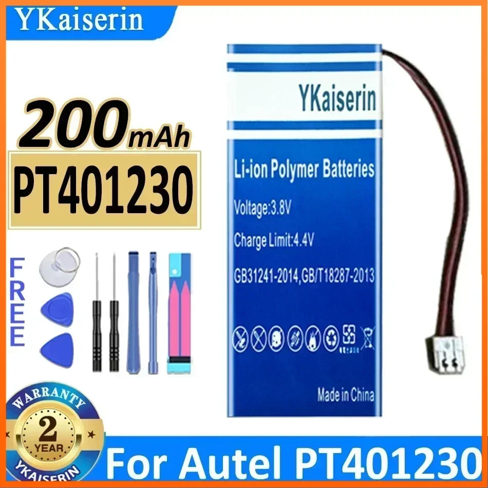 YKaiserin 200mAh Replacement Battery for Autel PT401230 High Capacity Batterie Bateria Warranty 2 Years + Free Tools