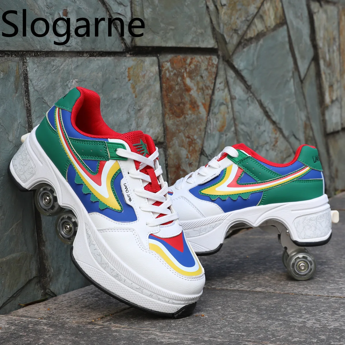 Deformation Wheel Skates Shoes Men Roller Skate Shoes 4 Wheels Students New Year Gifts Casual Deform Parkour Runaway Sneakers