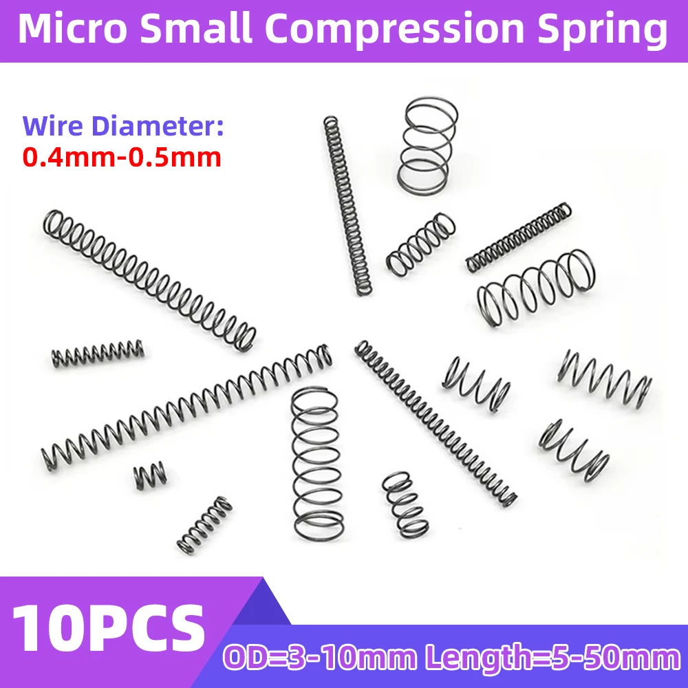 Creamily 10Pcs/Lot Micro Small Compression Spring Release Return Spring Steel Wire Diameter 0.4-0.5mm OD3-10mm Length 5-50mm