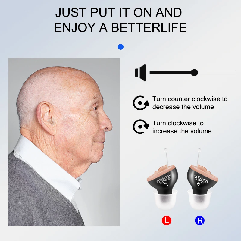 Invisible Hearing Aid CIC Hearing Aids Sound Amplifier Mini Wireless Portable Hearing Device For Deafness Adjustable audifonos
