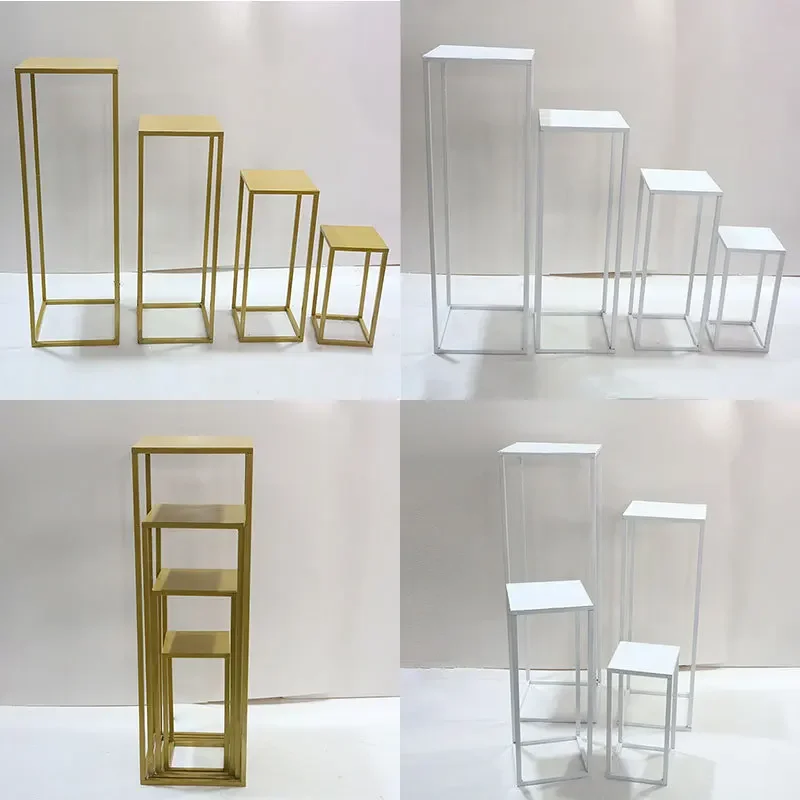 Hot-selling new wedding geometric road guide T-table wrought iron wedding props three-dimensional square dessert table