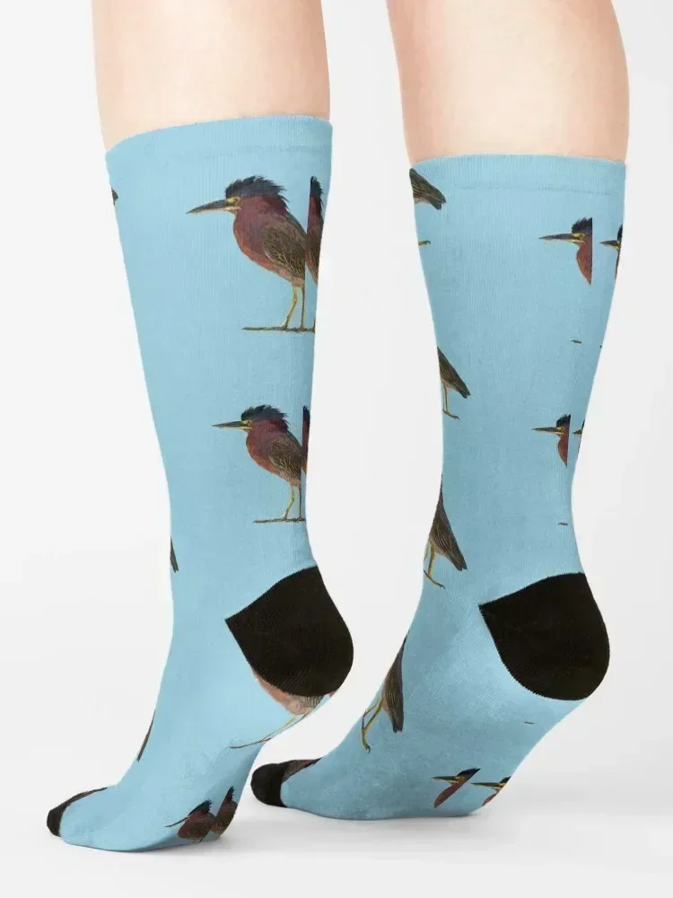 Green Heron Color Print Socks new in's fashionable funny gifts shoes Socks Man Women's