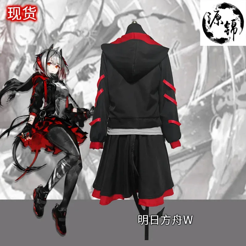 CyAnime Comic Con Arknights W Uniform Tail Wigs Game Operator W Halloween Exhibition Coat Pants Skirt Tops Game Cosplay Costumes
