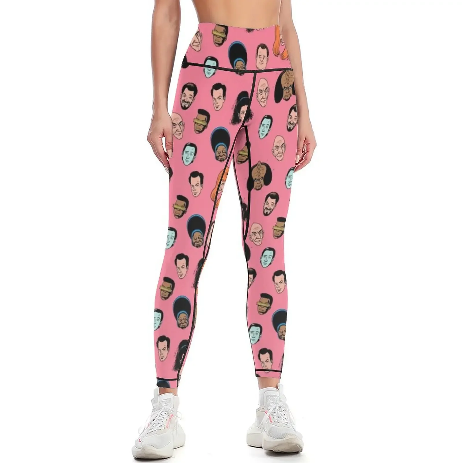 Cartoon Face Pattern Leggings push up legging fitness set gym Training pants gym's sportswear Womens Leggings