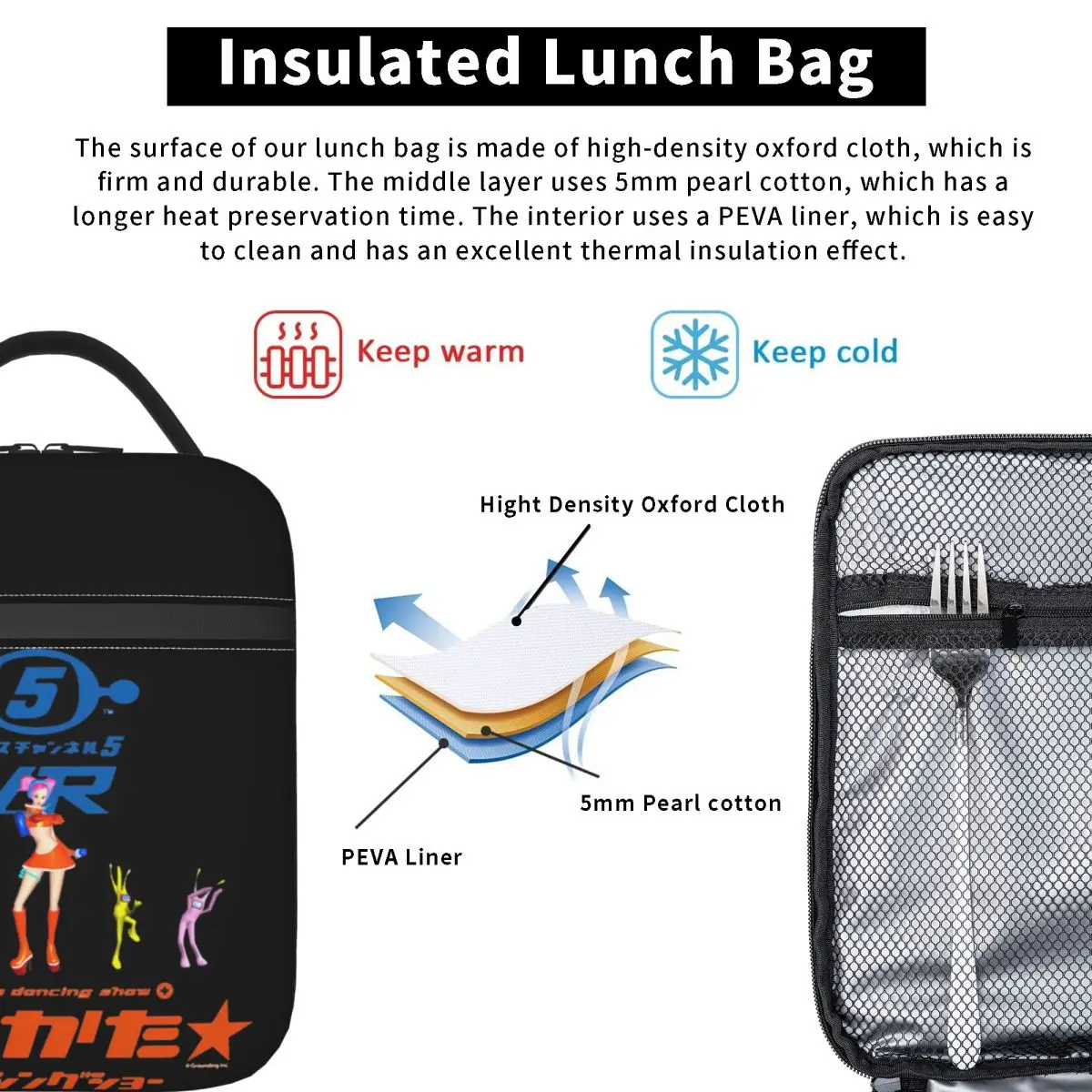 Space Channel 5 Ulalas Swingin Report Show Insulated Lunch Bag for Women Kids Portable Food Boxes Thermal Lunch Box Tote