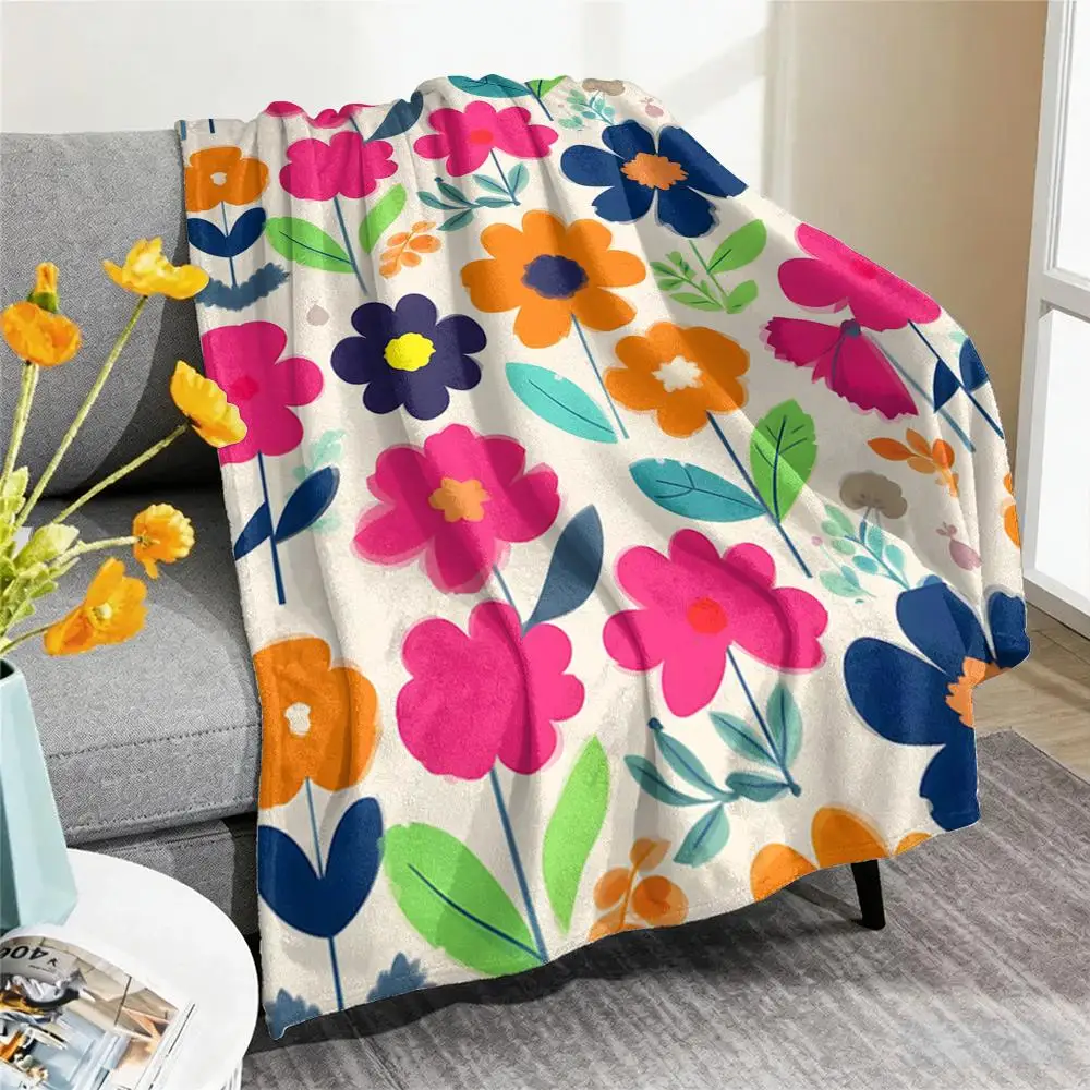 Floral Statement Climbing Flowers Throw Blanket Soft Flannel Throw Lightweight Summer Home Nap for Office Travel Sofa Bed
