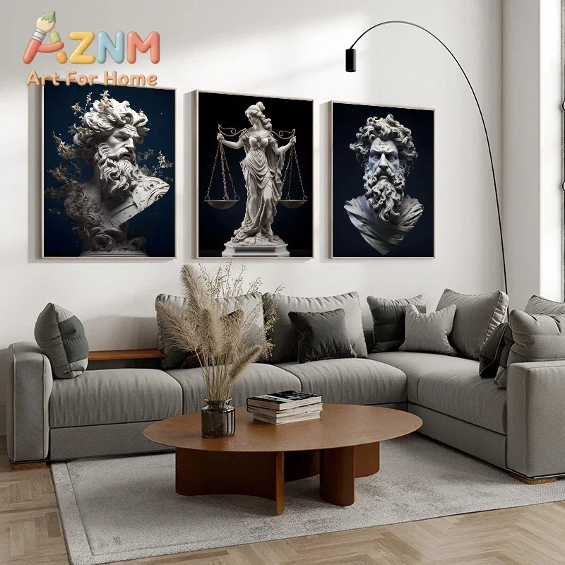 David Sculpture Lion Marcus Aurelius Sculpture Lady Justice Posters Canvas Painting Print Wall Art Aesthetic Home Decor Cuadros