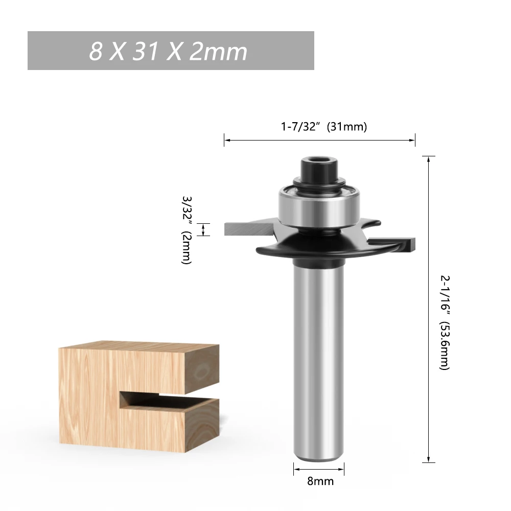 LAVIE 1pc 8mm Shank T-Sloting Biscuit Joint Slot Cutter Jointing Slotting Router Bit With Bearing Milling Cutter For Woodworking