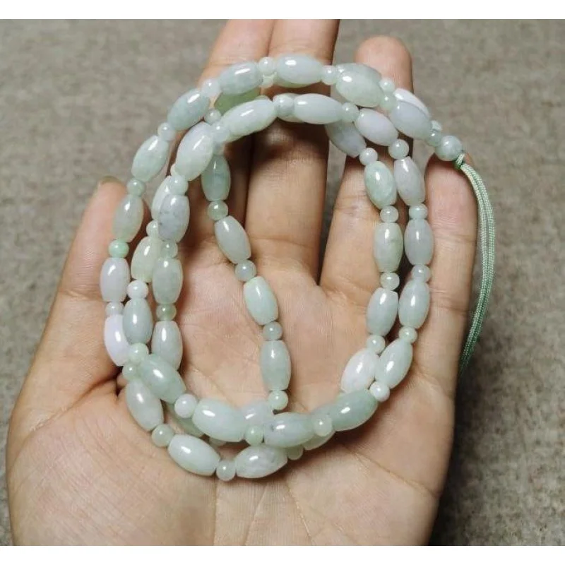 Emerald Jade Bead Necklace Halter Pendant Rope