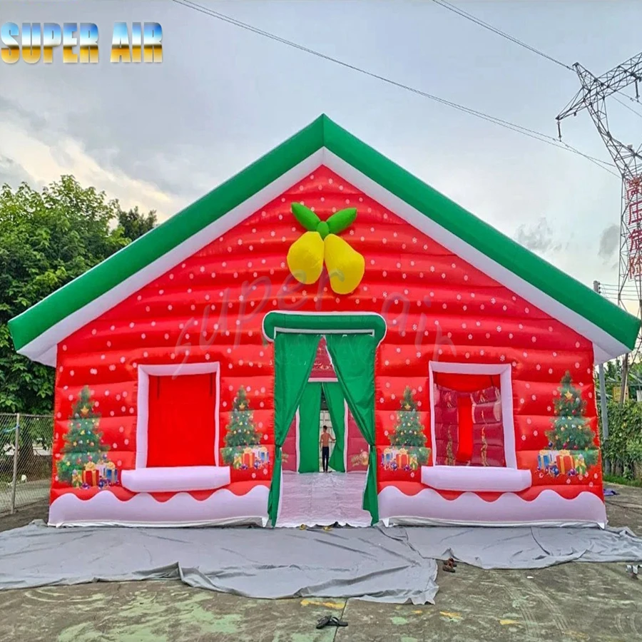 Lager nice design Christmas decoration inflatable Christmas house  with free blower for events