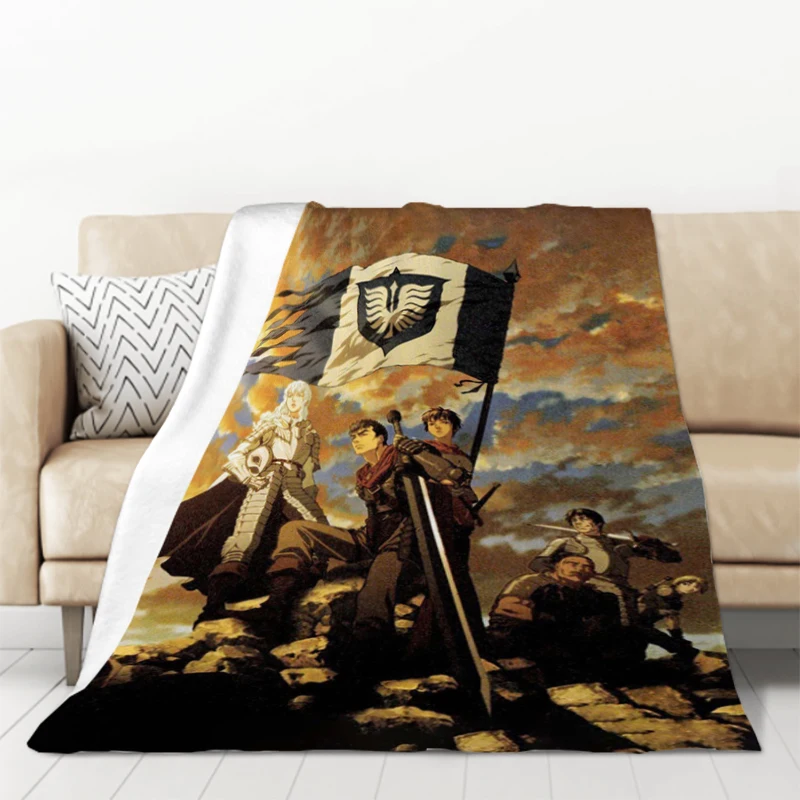 Berserk Anime Blankets Blanket Plaid on the Sofa Furry Microfiber Bedding Plush Bedspread Bed Throw Knee Throws Bedspreads Baby