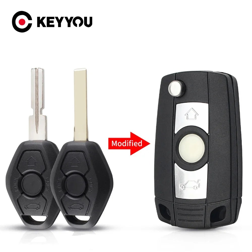 EllYYOU-Coque de clé de voiture modifiée pour BMW, E38, E39, E46, série 7, Bery X5, Z3, Z4, HU92, HU58, lame 3 boutons, étui sans clé, porte-clés