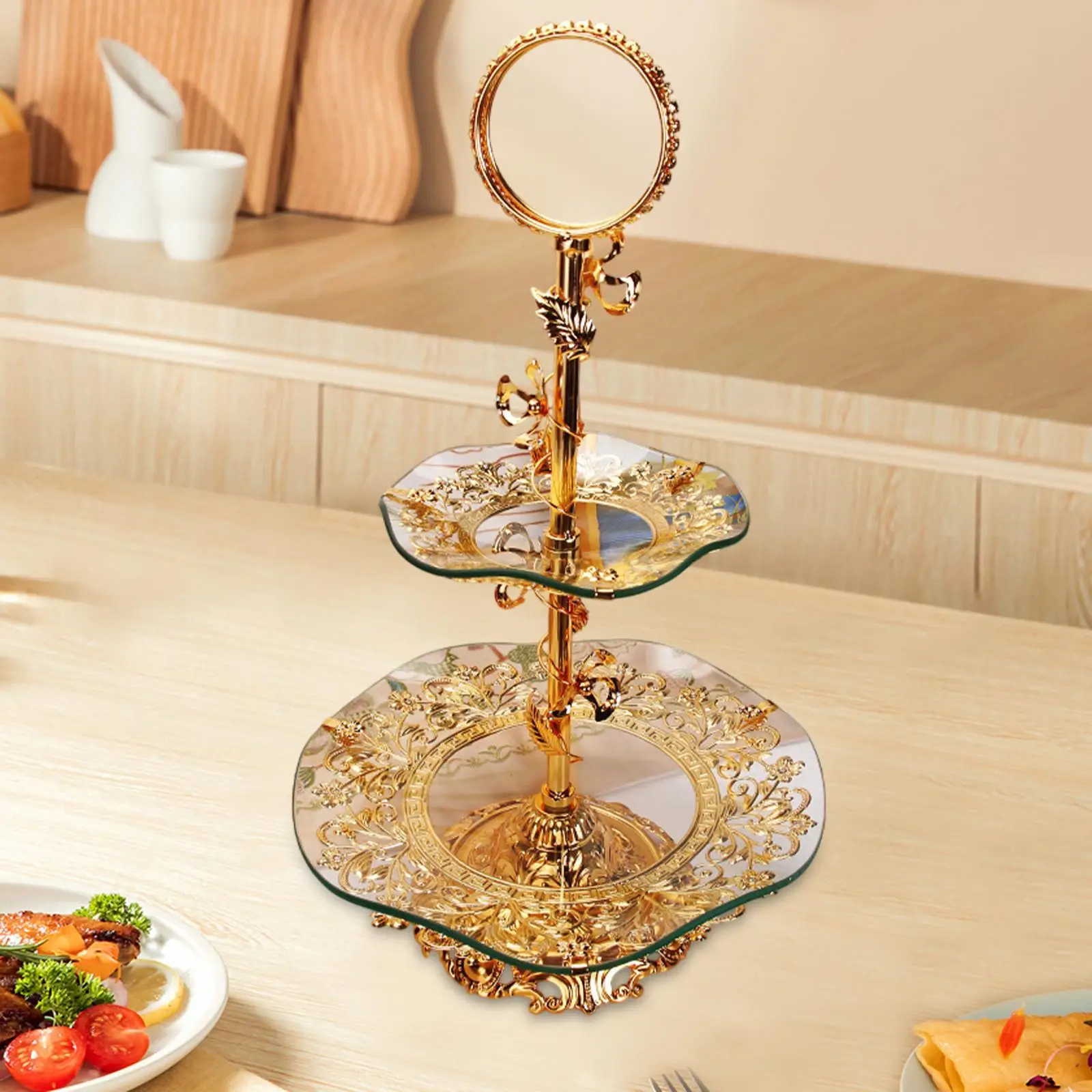 

Glass Fruit Tray Tier Stand Display Multifunction Snack Tray Cupcake Stand for