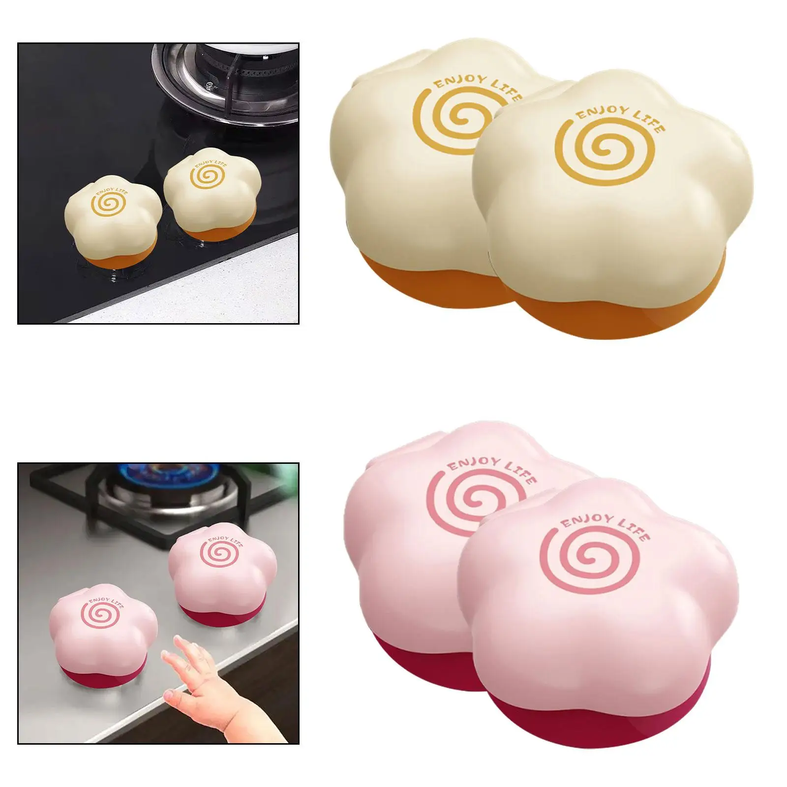 

2x Knob Covers Flower Shaped Childproof Gas Knob Kitchen Use Prevent Accidental Touch Easy to Install