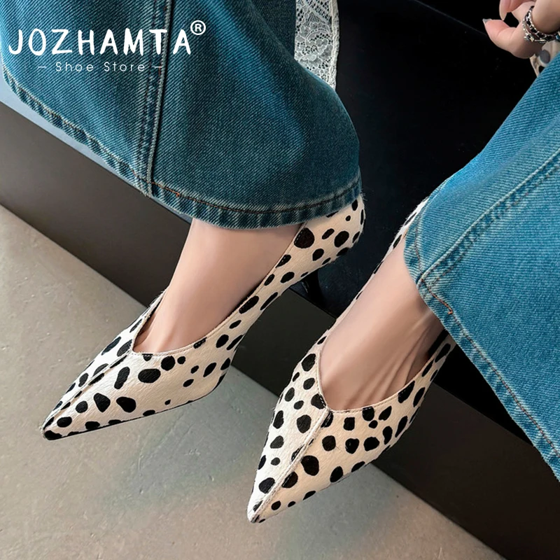 Women’s Horsehair Pointed-Toe Mid-High Heel Office Pumps