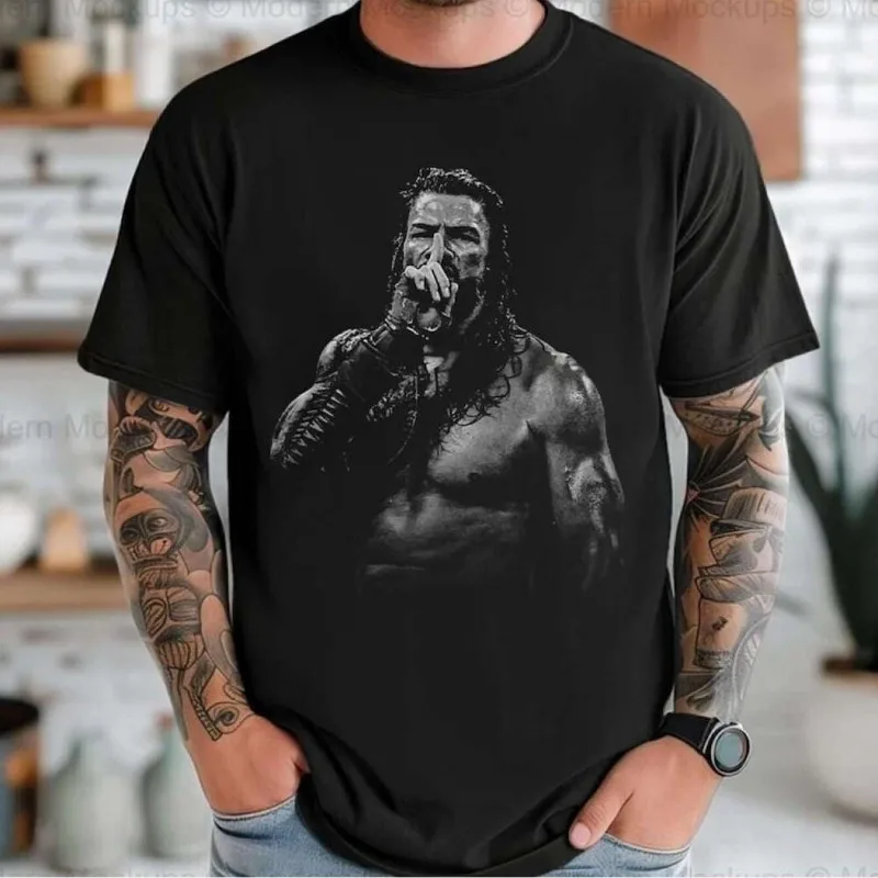Camiseta Vintage de los 90s de Roman Reigns - Regalo de Lucha Libre Negro, Transpirable, Manga Corta, Unisex, Corte Regular