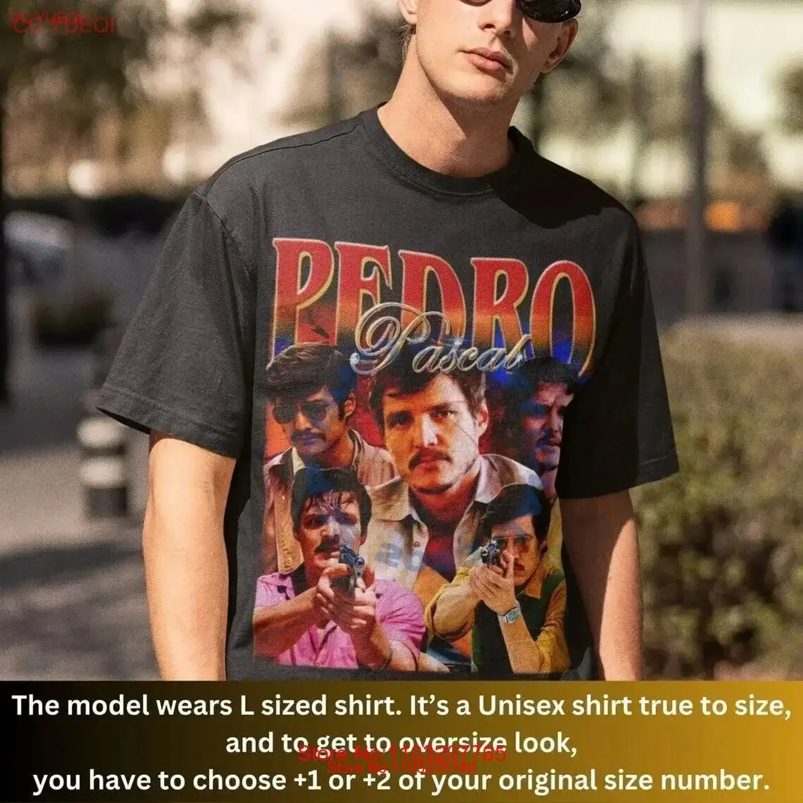 تي شيرت بيدرو باسكال تكريم 90s Javier Peña Narco Pas عتيق جرافيك مغسول قليلاً للارتداء اليومي ناعم أوم عتيق