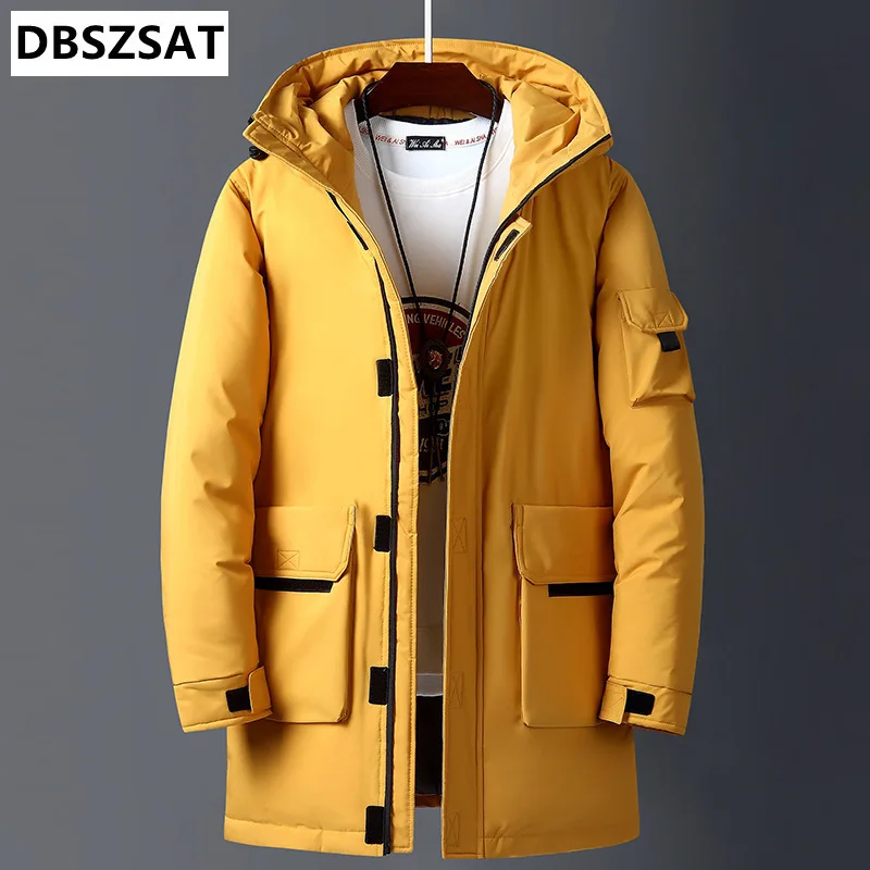 2022 Youth New Winter Men Down Jacket Fashion Men Down Jacket Thick and Warm Men Mid-Length Windbreaker Men Warm Parka