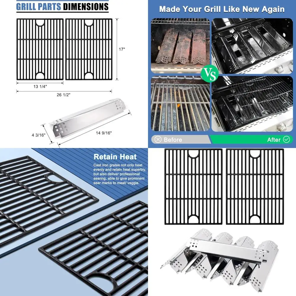 

Запасные части для 5-конфорочного газового гриля: 5 решеток-гриль и решетки для жарки.