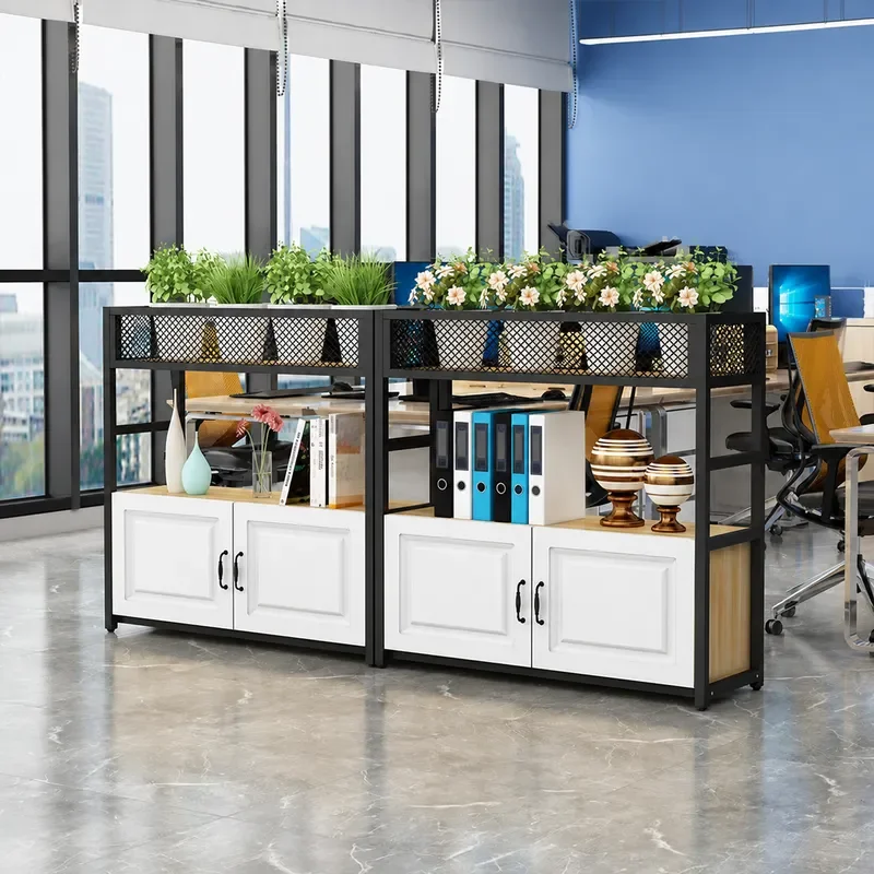 Industrial Style Office Flower Slot Cabinet Screen Partition Table Side Low File Cabinet Restaurant Wrought Iron Book Locker