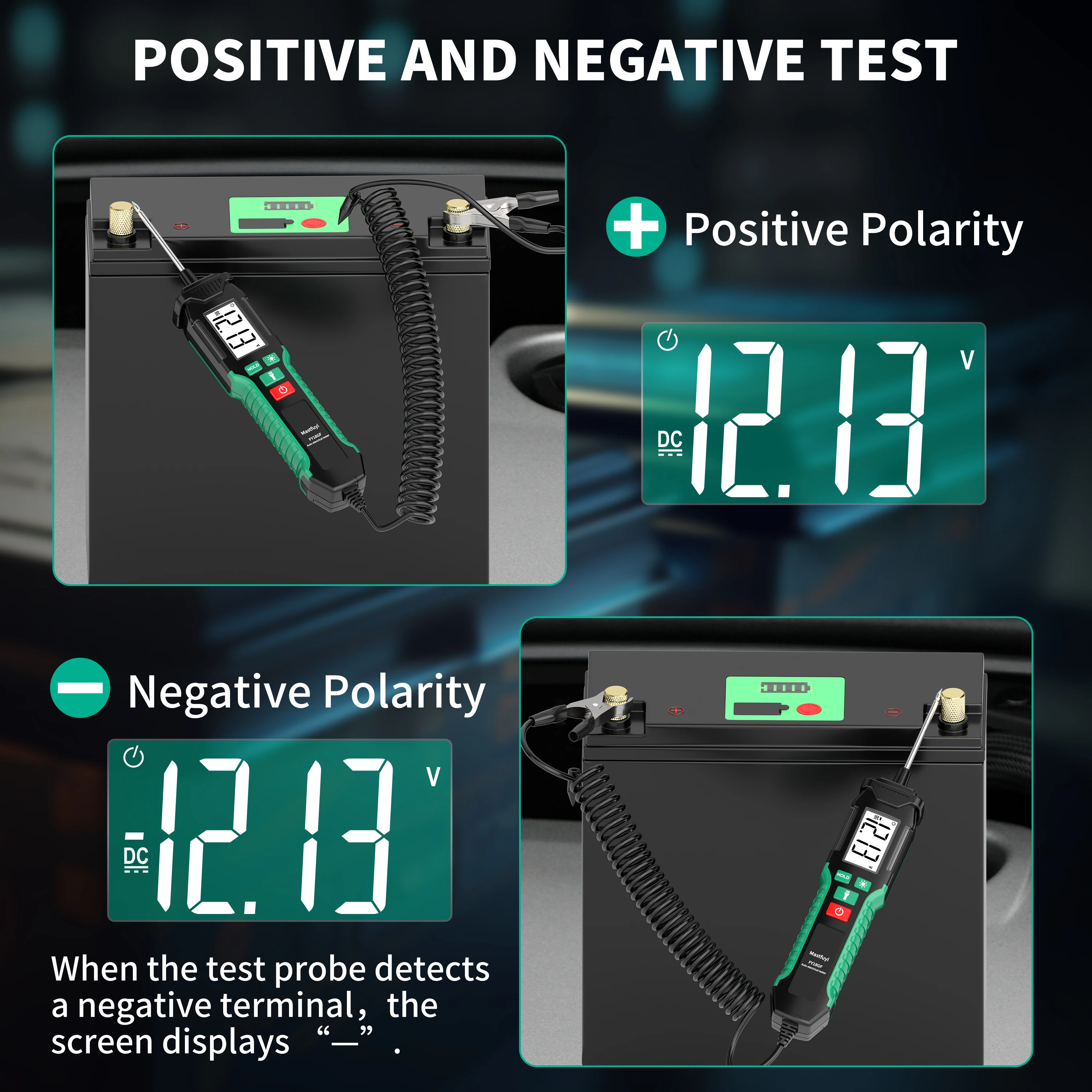 MASTFUYI 100V DC Automotive Circuit Tester Pen - Voltage/Resistance/Continuity Detector for Car Truck Motorcycle Maintenance