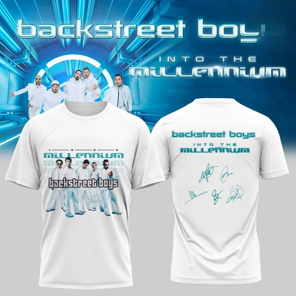Backstreet Boys Into The Millennium Signature T-shirt 90s Pop Band Graphic Tee Fans Casual Women's Men's and Kids Streetwear Top