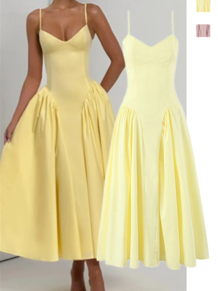 رغبة نقية Sle الخصر مقصوص حمالة مطوي ماكسي الدكتور بال ألف خط تنورة الشارع الشهير لا العلامة التجارية Svel الربيع #1