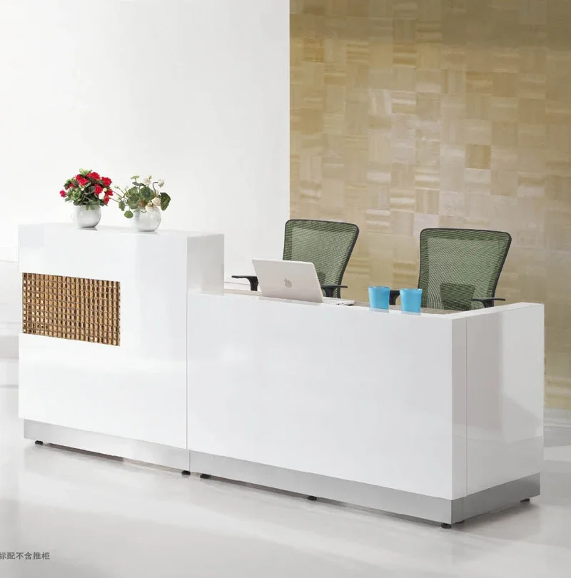 # Modern High End White Beauty Salon Bank Hospital Gym Mall 2020 The Hot Sale Glossy Baking Paint Reception Desk