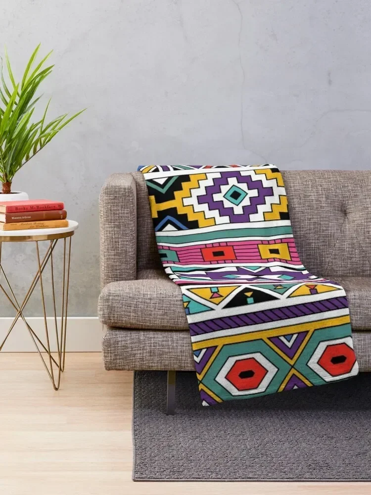 Ndebele Fashion Tribal Pattern | African Style Geometry Art Throw Blanket Flannel Fabric Vintage Luxury Brand Hairys Blankets