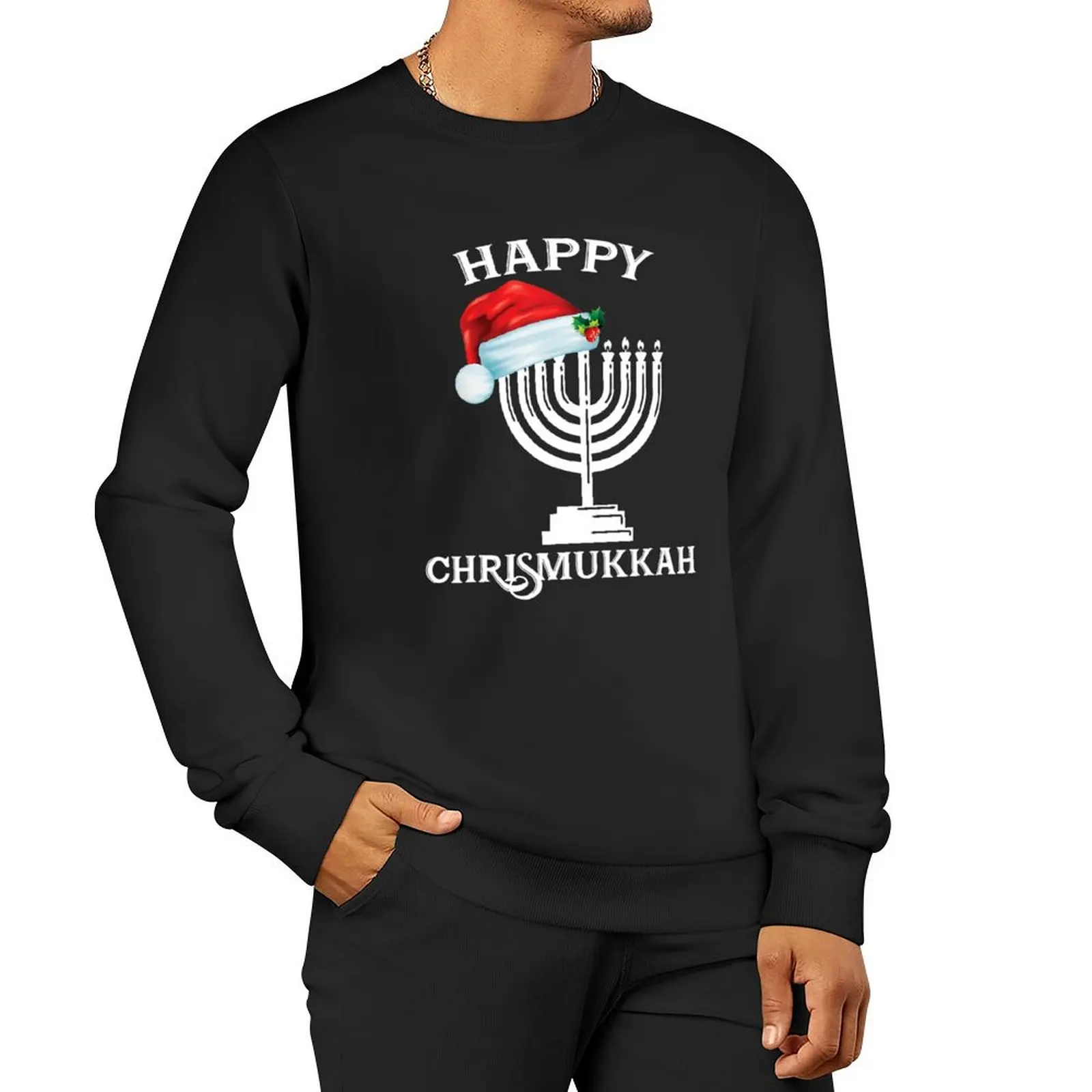 

Happy Chrismukkah Funny Hanukkah and Christmas Gift Pullover Hoodie mens clothes new sweatshirts