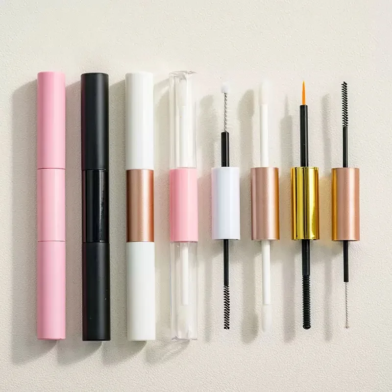 

50pcs 2 in 1 White Black Purple Pink Double Head Sided Lip Gloss Mascara Tube Container Empty Makeup Beauty Eyeliner Bottle 10ml