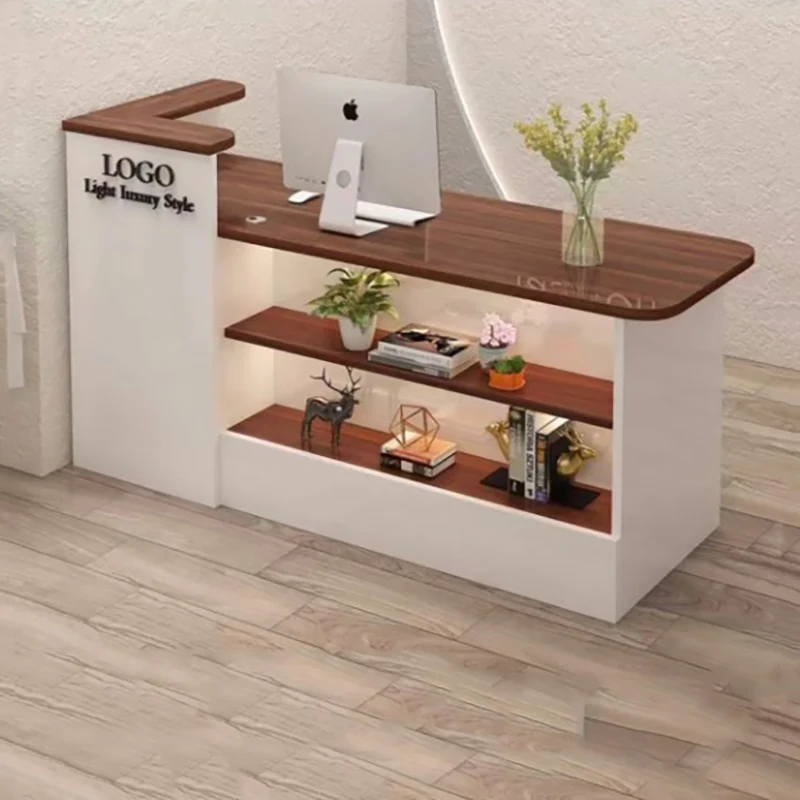 

Luxury Modern Reception Desk Counter Storage European Aesthetic Reception Desk Counter Trendy Beauty Commercial Furniture
