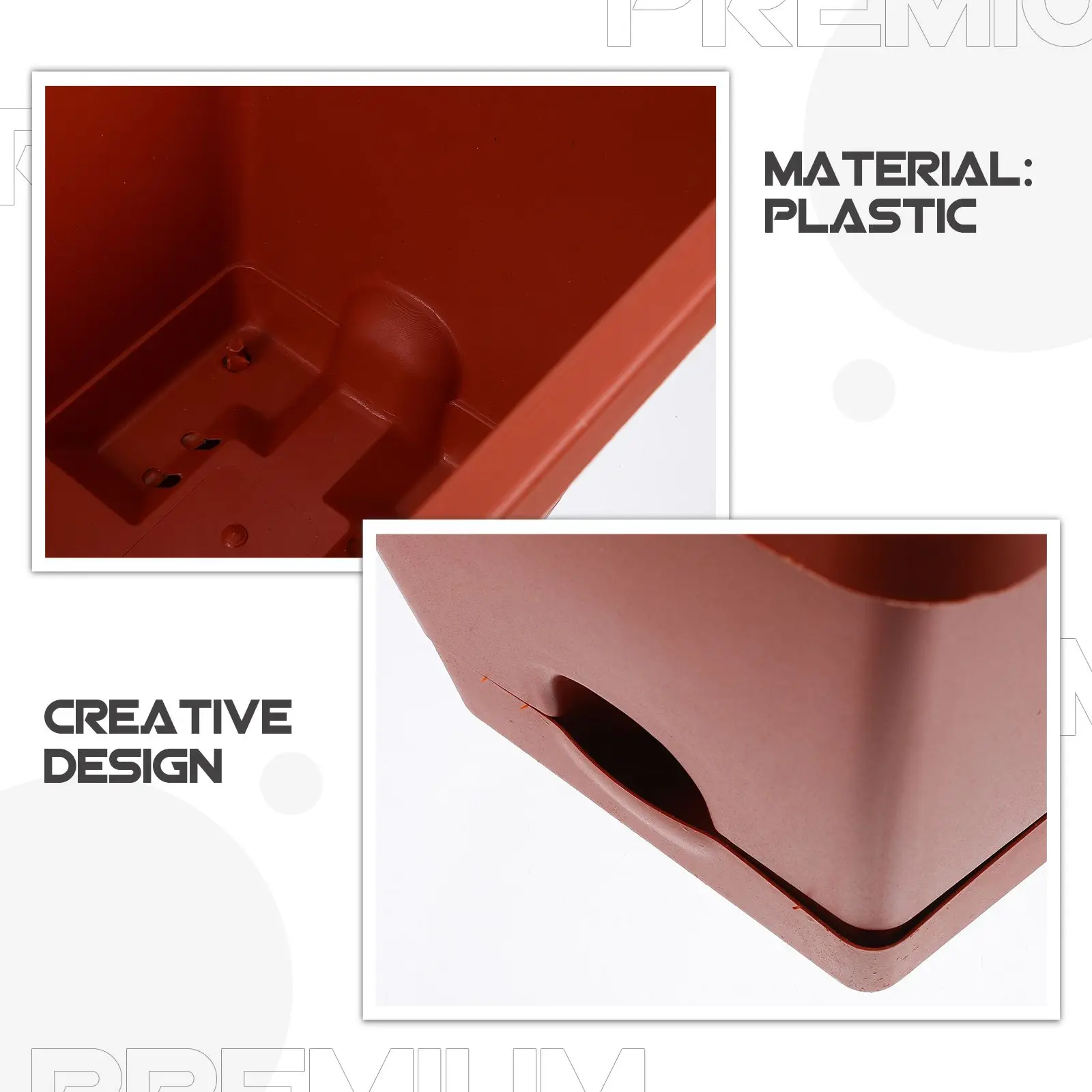 Macetas rectangulares para bonsái, macetas grandes de 43cm x 15cm x 17cm, macetas de plástico rojo de ladrillo, contenedores de jardinería, planta para balcón, 6 uds.