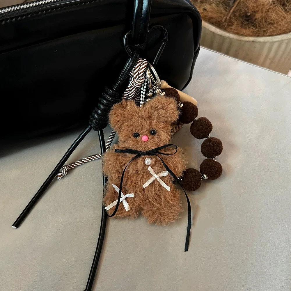 

New Fashionable Furry Cute Brown Bear Rabbit High-end Bag Pendant Decorative Pendant Versatile Characteristic Keychain Pendant