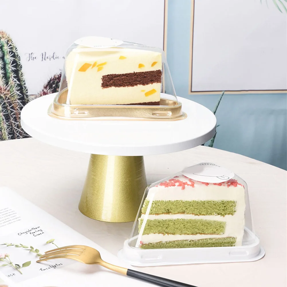 

50 Sets Triangular Cake Boxes Small Bakery Window for Desserts Cheese Mousse Container Portable Gift Packaging