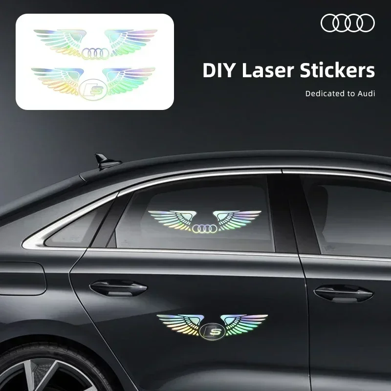 

Reflective Laser Car Decoration Stickers Cool Car Door Body Decals Car Logo Refit Sticker For AUDI A4 B8 B6 B9 B7 A3 8P 8V 8L A6