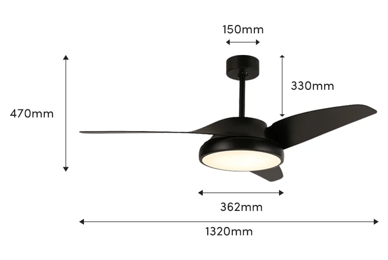 Modern DC Motor LED Ceiling Fan with Remote Control 6-Speed Dimmable Light ABS Blades for Home Office Commercial