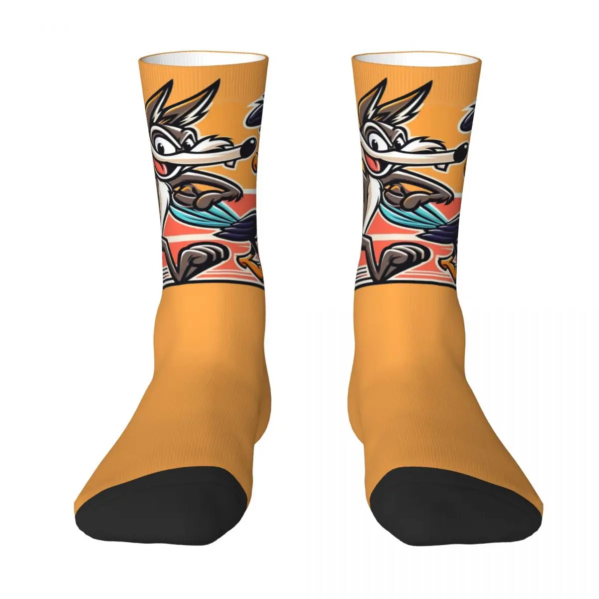 Wys E. Chaussettes graphiques coordonnantes unisexes pour hommes, Coyote et The Road Runner, bas de dessin animé décontractés, chauds et doux, automne