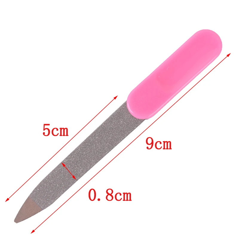 5 Stks/partij Nail Art Buffer Vijlen Plastic Handvat Metalen Dubbelzijdige Nagelvijlen Pro Nagelvijl Diy Manicure Pedicure Tool Random